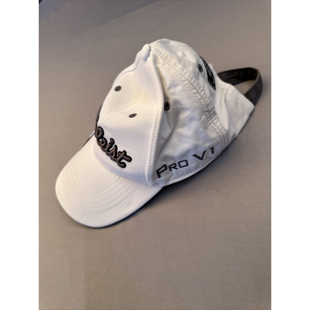 Titleist Golf Hat Cap Strap Back White Gray Pro V1 Mens USA Pin Embroidery